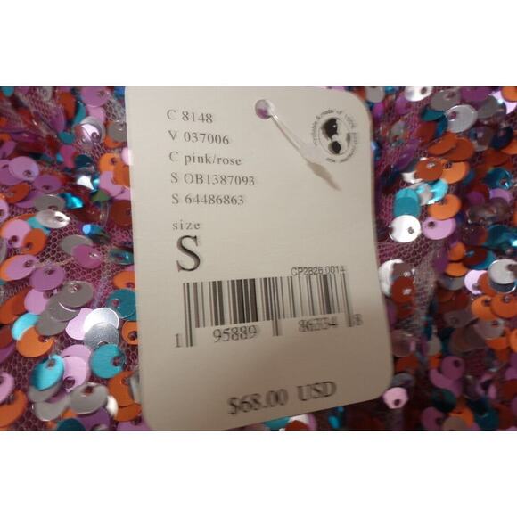 NEW Free People Intimately Big Night Sequin Crop Top Pink Women's Small - Picture 4 of 7